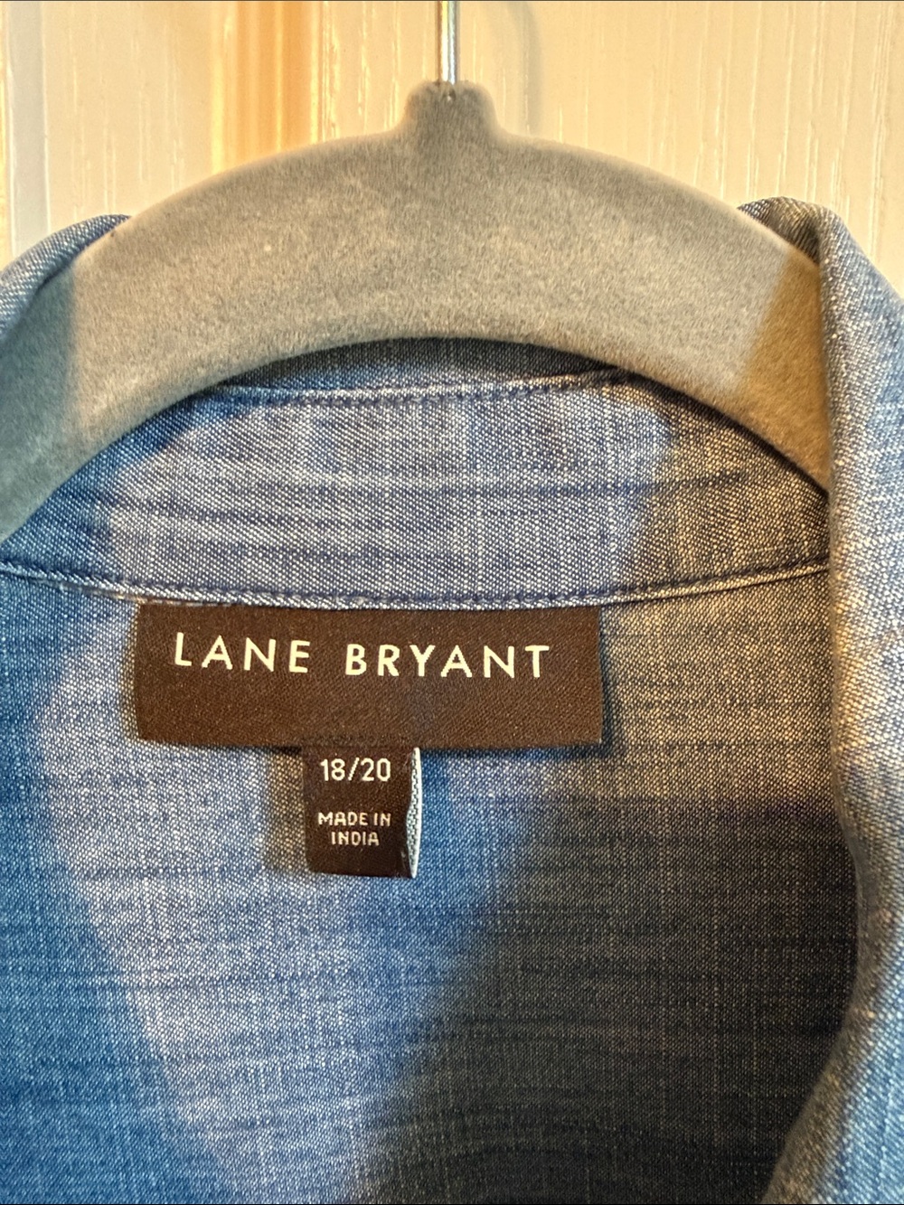 Lane Bryant Denim-Look Button Shirt - Blue - Picture 2 of 3